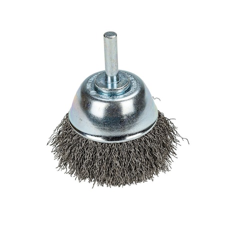 Forney Command PRO Cup Brush Crimped, 2-1/2 in x .014 in x 1/4 in Shank, Bulk 72269